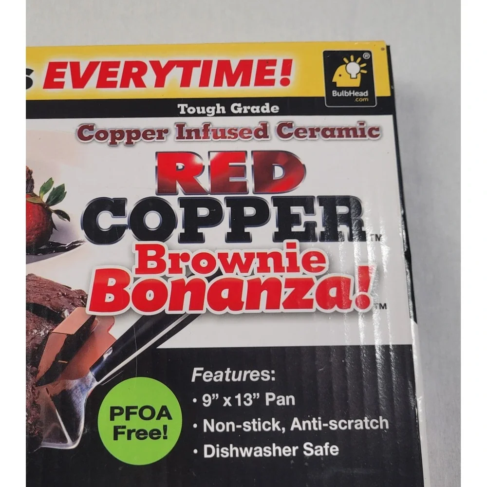 Bulbhead Red Copper Brownie Bonanza 4-piece Non-stick Baking Pan Set New OpenBox